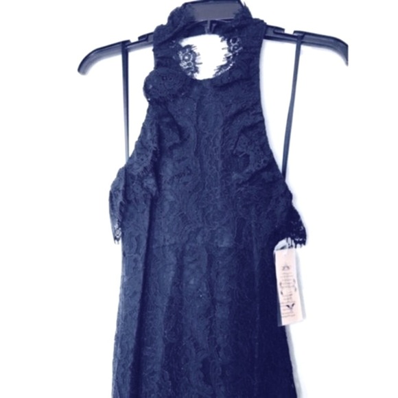 Nanette Lepore Womens Blue Lace Halter Neck Midi Cocktail Party Dress Sz 6 NWT - Picture 6 of 10